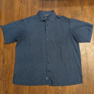Nat Nast Shirt Mens 2XT 100% Silk Blend Classic Button up Navy Short Sleeve Tall - Picture 1 of 13