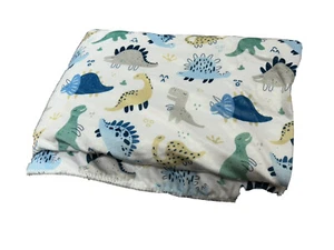 SL Home Fashions Dinosaurier Babydecke blau grau gelb weiß Sherpa - Bild 1 von 6