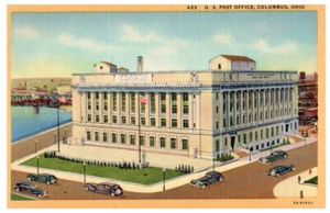 Postkarte US Post Büro Street View Twin Rivers Drive Columbus Ohio 1935 Autos - Bild 1 von 3