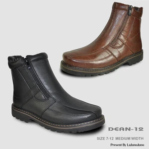 bravo! Men Winter Boot DEAN-12 with Fur Lining and Double Zipper Black and Brown - Picture 1 of 15