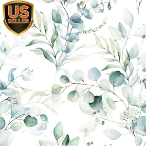 Peel and Stick Wallpaper Boho Green/White Eucalyptus Leaf Floral Wall Mural H... - Picture 1 of 1