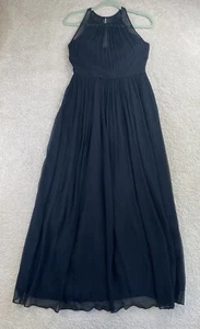 J. Crew Dress 6 Petite Black Silk Chiffon Formal Racer Back Gown Party Maxi - Picture 1 of 13