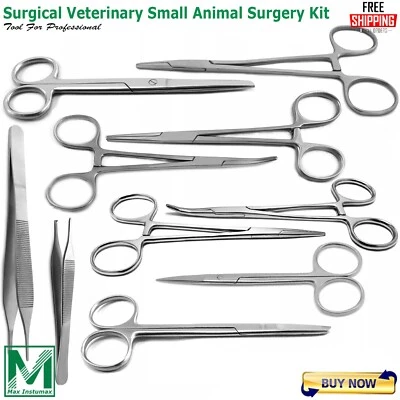 Surgical Veterinary Small Animal Surgery Kit Canine Feline Spay Dissecting Tools - Image 1 of 4