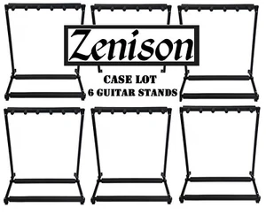 6-Pack of  5 GUITAR STANDS for 30 GUITARS - Floor Display Racks PADDED Folding - Picture 1 of 5