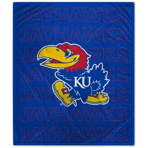 Kansas Jayhawks NCAA 60'' x 70'' Echo Plush Blanket Cover