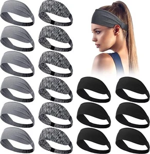 18PCS Sports Headband Anti-Sweat Band Running Yoga Stretch Head Bands Men Women - Picture 1 of 7