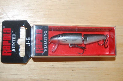 rapala jointed j-5 j05 s silver floating minnow lure 2" 1/8 oz  - Image 1 of 3
