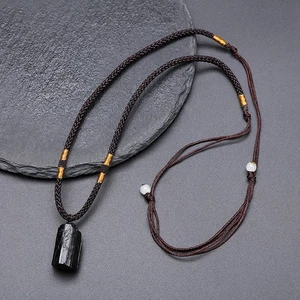 Black Tourmaline Stone Pendant Specimen Stone Energy Healing Stone Unisex Men - Picture 1 of 13