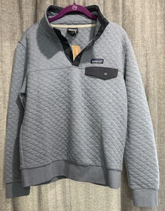 Patagonia Women's Organic Cotton Quilted Pullover 1/4 snap Blue Size Small NWT - Picture 1 of 9