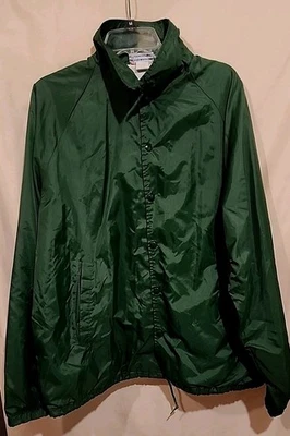 Vintage 1980s  WearGuard Lightweight Mens XL Windbreaker Jacket Snap Up Green  - Image 1 of 4