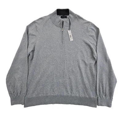 Tahari 1/4 Cremallera Henley Para Hombre XL Gris Jaspeado NUEVO Mezcla de Seda Elastizado Precio de venta sugerido por el fabricante $70 Foto 1 de 4