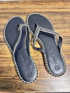 Tory Burch Band Tanga Espadrille schwarz Größe 10 neu mit Etikett Luxus Designer - Bild 1 von 8