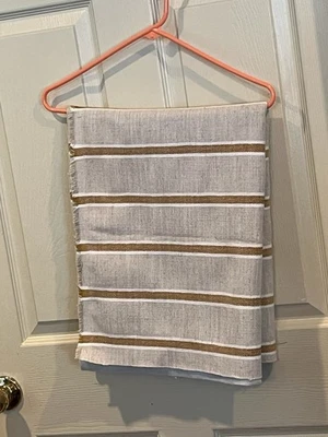 "Tela forrada de algodón a rayas doradas bronceada pesada 1 yarda 46""" Foto 1 de 4