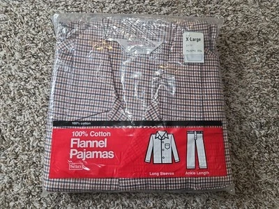RARO CONJUNTO DE PIJAMAS DE FRANELA PARA HOMBRE VINTAGE AÑOS 70 Sears 100 % algodón Foto 1 de 4
