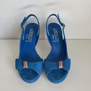 Loriblu Bijoux Blue Suede Crystal Slingback Heels – Size 35 (Made in Italy) - Picture 1 of 11