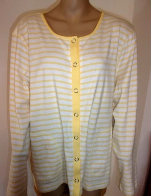 Onque Casuals Top Yellow Striped Snap Button Shacket Zippered Pockets Size XL - Image 1 of 4