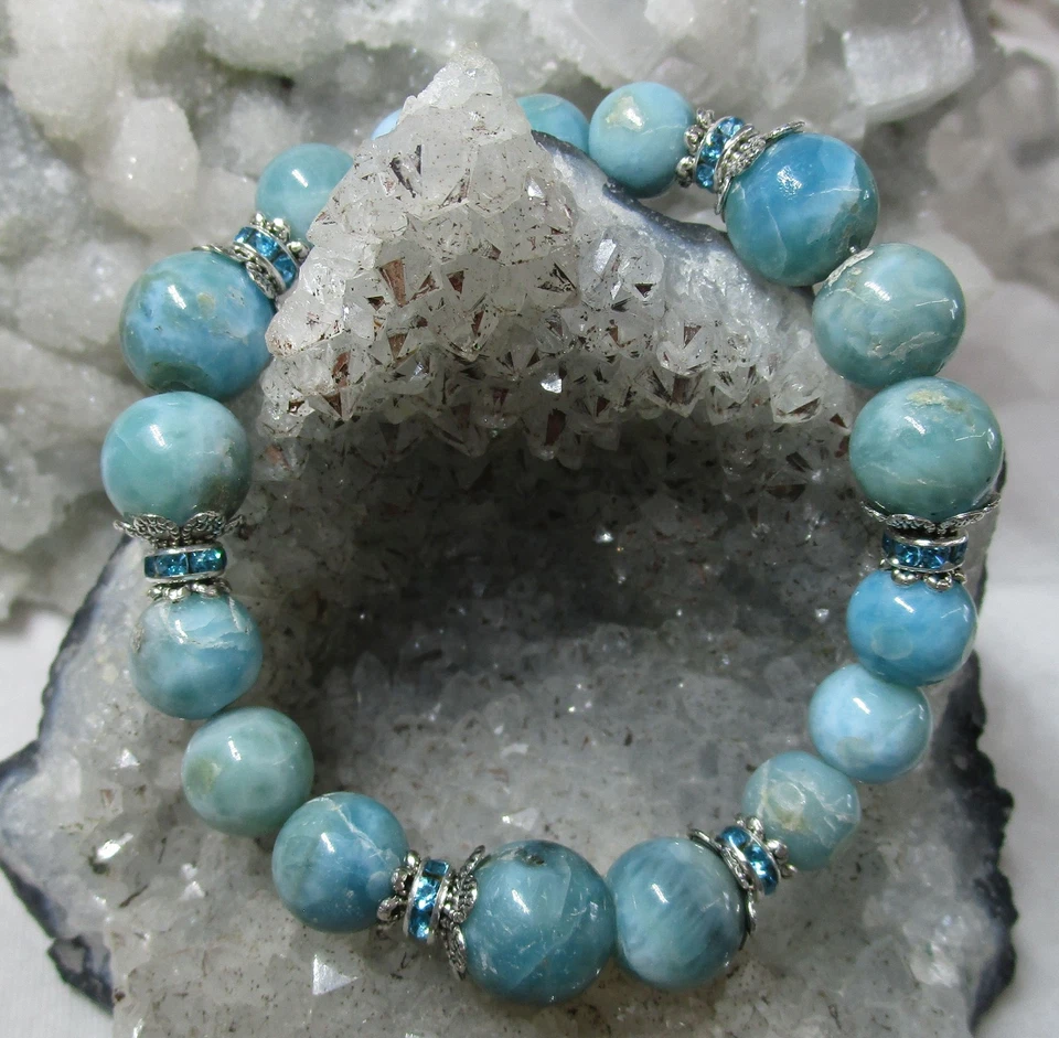 LARIMAR  Edelstein  Armband HANDARBEIT ca. 9-11mm ca. 19 cm  Nr.13 - Bild 1 von 1