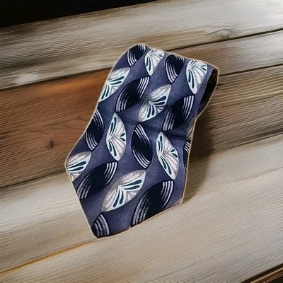 JT Beckett 100% Italian Silk Neck Tie Black White Geometric One Size  Designer   - Image 1 of 4