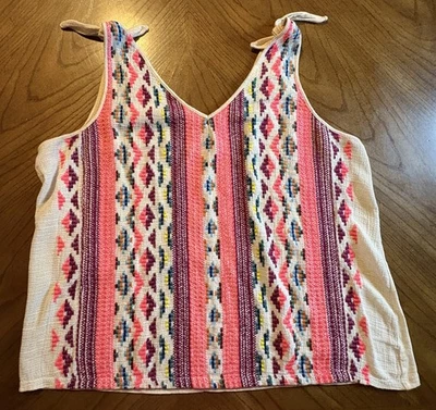 Anthropologie Dolan 左海岸阿兹特克粉色组合绑带背心,尺寸 L — 第 1/4 张图片