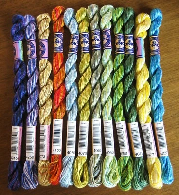 12 DMC Perle Color Variations Size 5 Pearl Cotton Thread No Repeats NOS - Image 1 of 3