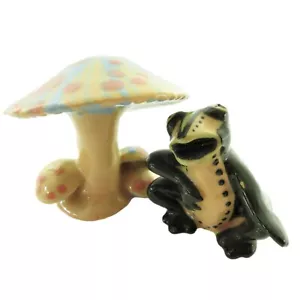 Ceramic Arts Studio Singing Frog Toadstool Salt Pepper Shakers 1949 Harrington - Picture 1 of 11