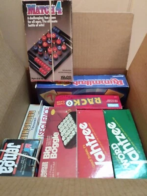 9 Vintage Board Games - Big Boggle, Jenga, Rack-O, Rummikub, Word Yahtzee & MORE - Image 1 of 4