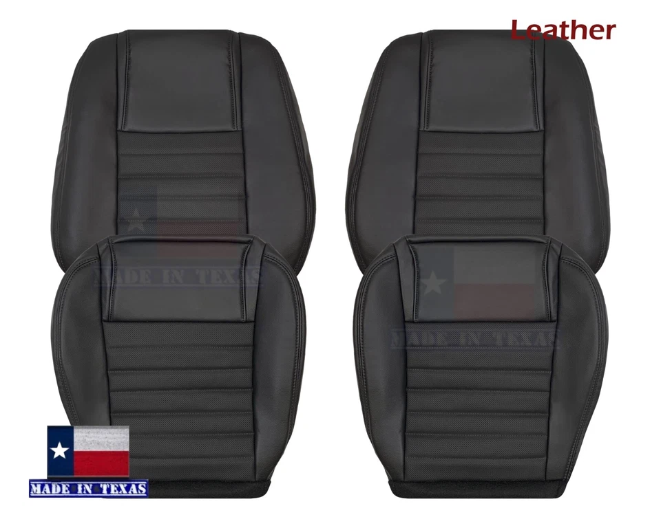Fundas de asiento delanteras de cuero negras para Ford Mustang GT 2005-2009 convertible V8 Foto 1 de 4