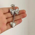 Fashion Y2K Bow Keychain Elegant Metal Heart Key Pendant  Women