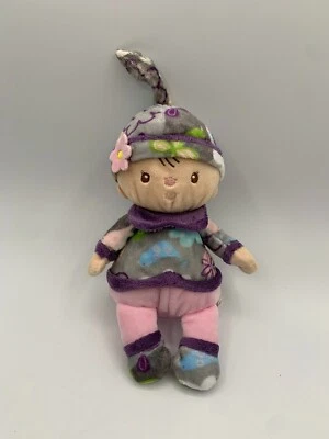 RARO Douglas Baby Lovey Muñeca de Peluche Púrpura Floral Rosa Sombrero 2013 10" Flor Foto 1 de 4