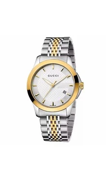 Новые часы Gucci G-Timeless серебристый циферблат двухцветное золото YA126409 38 мм - Изображение 1 из 3