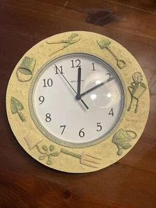 ACU-Rite Battery Wall Clock Ceramic Frame with Garden Tools Design 10" Diameter - Picture 1 of 2
