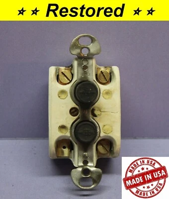 💡Interruptor de luz pulsador vintage, baquelita de porcelana de 3 vías, flecha, restaurado Foto 1 de 4