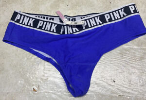 VICTORIAS SECRET PINK CHEEKY THONG BLUE UNDERWEAR PANTY NWT SIZE LARGE L