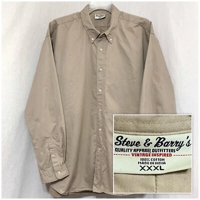 Camisa de algodón pesado tostada con botones manga larga talla XXXL STEVE & BARRY’S para hombre 3XL Foto 1 de 4