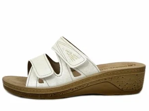 Ciabatte Donna Bianco con Strap Sottopiede Vera Pelle Zeppa Bassa INBLU - Imagen 1 de 4