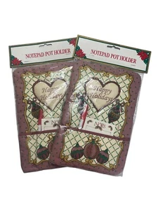 2 soportes para ollas vintage adornos navideños colgantes con bolsillo rosa corazón de cocina nuevos - Imagen 1 de 5
