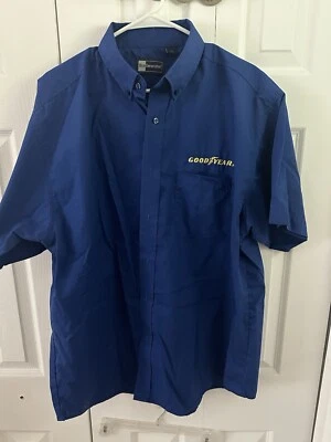 Goodyear Employee Embroidered Clasfic Logo Blue Button-Down Men's Shirt sz XL - Image 1 of 4