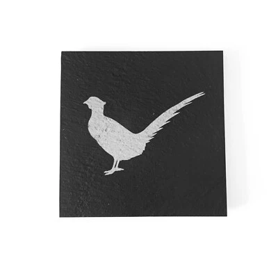 Fagiano Ardesia Sottobicchieri Laser Incisione Caffè Set Regalo - Immagine 1 di 4