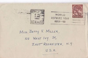Stamp 1960 Australia 8d Tiger Cat on plain cover to USA commemorative postmark - Picture 1 of 1
