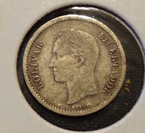 1946 venezuela 1/4 bolivar quarter bolivares silver low mintage ww2 world coin - Picture 1 of 2