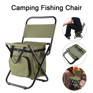 Folding Camping Chair With Rucksack Bag Outdoor Hiking Fishing Seat Travel Stool - Picture 1 of 11