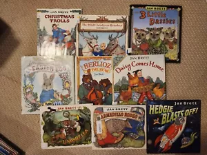C3 Jan Brett Lot 9 Children’s Books Dassies The Bear Christmas Reindeer Easter - Picture 1 of 6