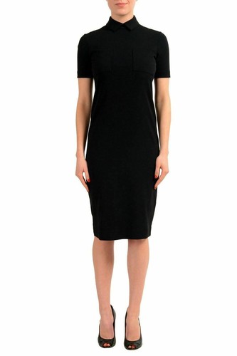 Bodycon Dsquared2 Donna Lana Nero Maniche Corta Bodycon Abito Stretch US XS IT 38