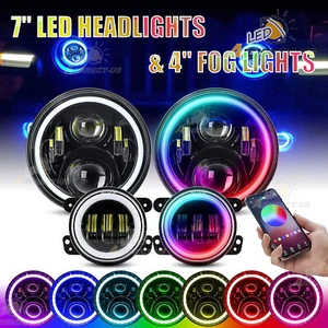 Kit combinado de faros antiniebla LED halo RGB Muti-Color 7"" para Jeep Wrangler JK - Imagen 1 de 8
