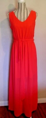NUEVO-B-C-X MAXI VESTIDO JUVENIL MUJER, ESPALDA CELOSÍA, NARANJA BRILLANTE TALLA: M. Foto 1 de 4