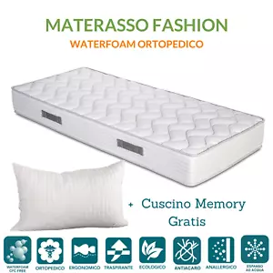 MATERASSO WATERFOAM ORTOPEDICO INDEFORMABILE ALTO 20 CM CON CUSCINI OMAGGIO - Imagen 1 de 85