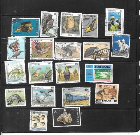 BOTSWANA 20 DIFFERENT USED STAMP COLLECTION LOT SET INC OLD Cover