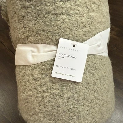 POTTERY BARN BOUCLE KNIT THROW BLANKET, 50 x 60 ~ EUCALYPTUS (SOFT EARTHY GREEN) - Image 1 of 4