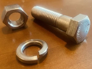 24SET 5/8-11 SS 304 Hex Cap Screw Bolt, 2-3/8"L, 1-5/8"S, SS nut and lock washer - Picture 1 of 3