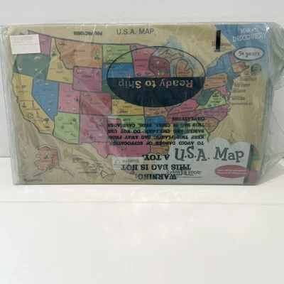 SEALED Ryan's Room Wood USA Map Puzzle 18x12" Kid's Capitals States Geography - Image 1 of 3